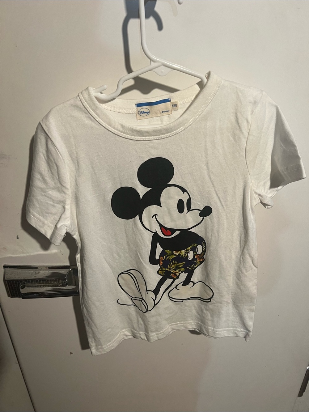Disney White Mickey Mouse Tee with Tropical Print Shorts
